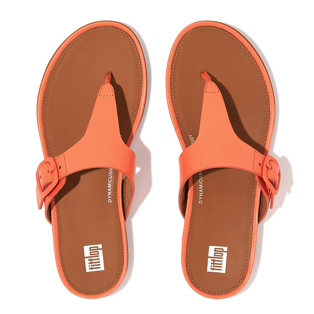 Sandales Fitflop GRACIE Matt-Buckle Leather Toe-Post Femme Orange Corail | BQH-059746