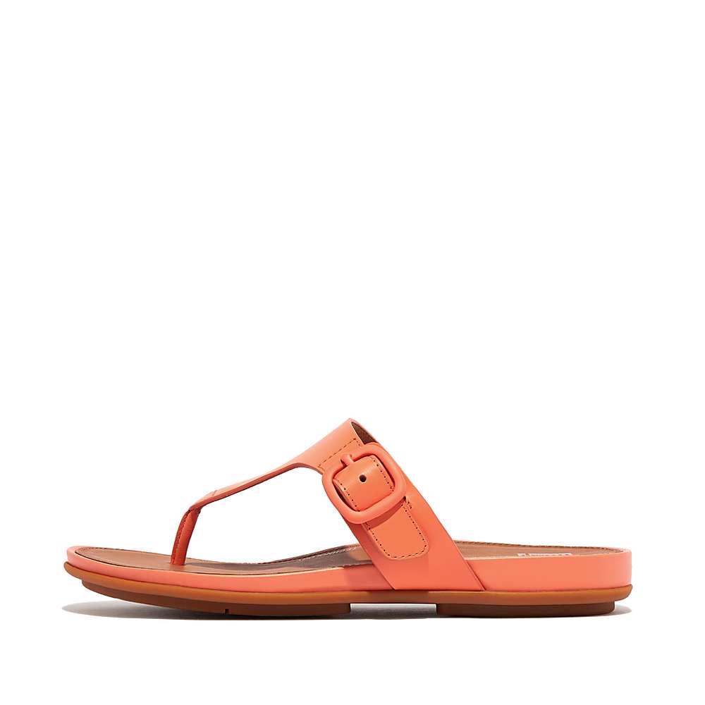 Sandales Fitflop GRACIE Matt-Buckle Leather Toe-Post Femme Orange Corail | BQH-059746