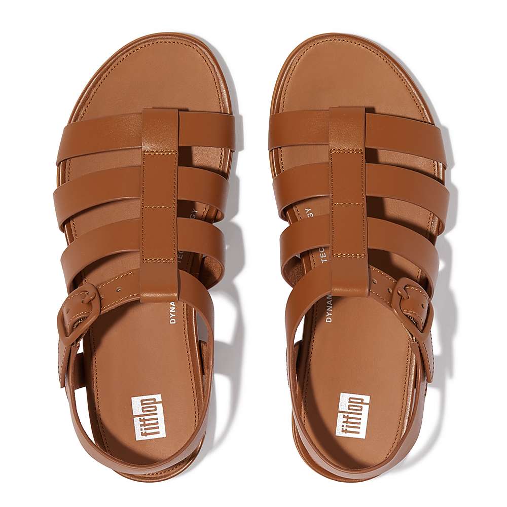 Sandales Fitflop GRACIE Matt-Buckle Leather Fisherman Femme Marron Clair | LTD-986371