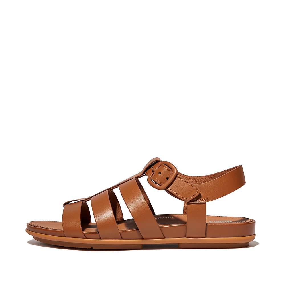 Sandales Fitflop GRACIE Matt-Buckle Leather Fisherman Femme Marron Clair | LTD-986371