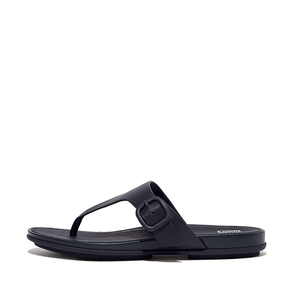 Sandales Fitflop GRACIE Matt-Buckle Leather Toe-Post Femme Bleu Marine | NSZ-710859