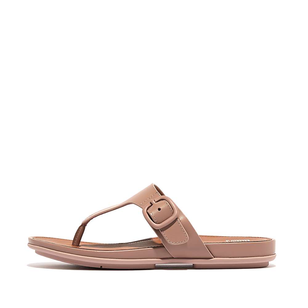 Sandales Fitflop GRACIE Matt-Buckle Leather Toe-Post Femme Beige | ZWU-624581