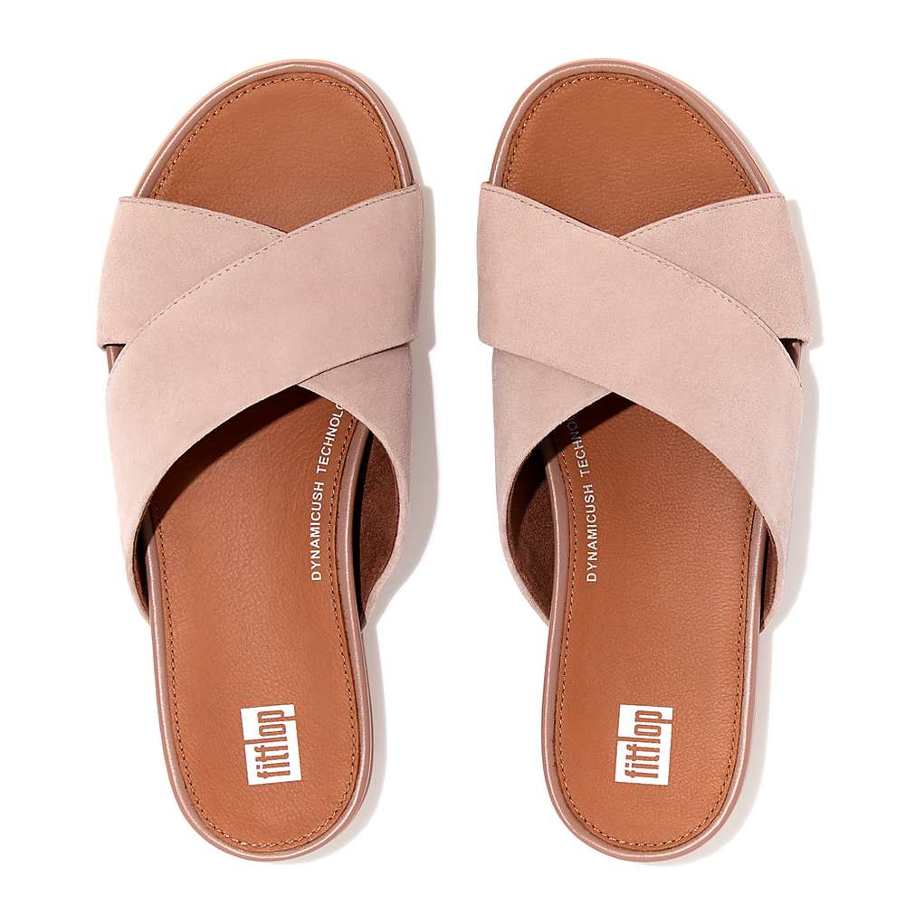 Sandales Fitflop GRACIE Suede Cross Femme Beige | YBS-468905