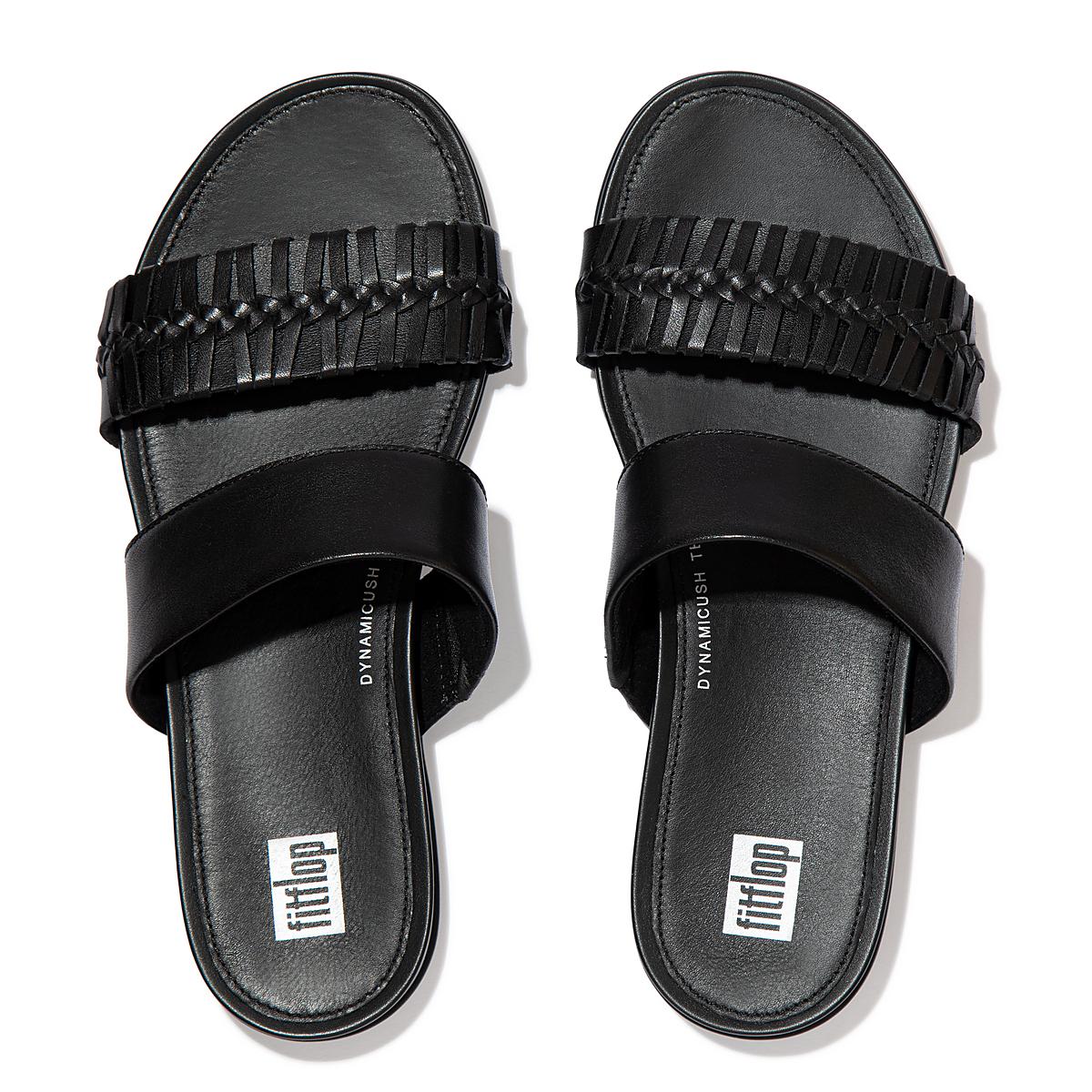 Sandales Fitflop GRACIE Wrapped Weave Slides Femme Noir | LQC-571624