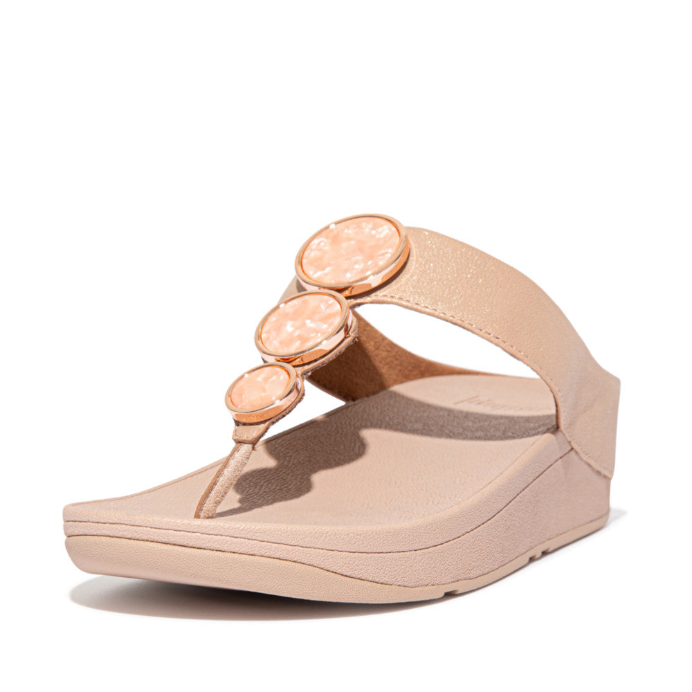 Sandales Fitflop HALO Shimmer Toe-Post Femme Beige | CBO-239581