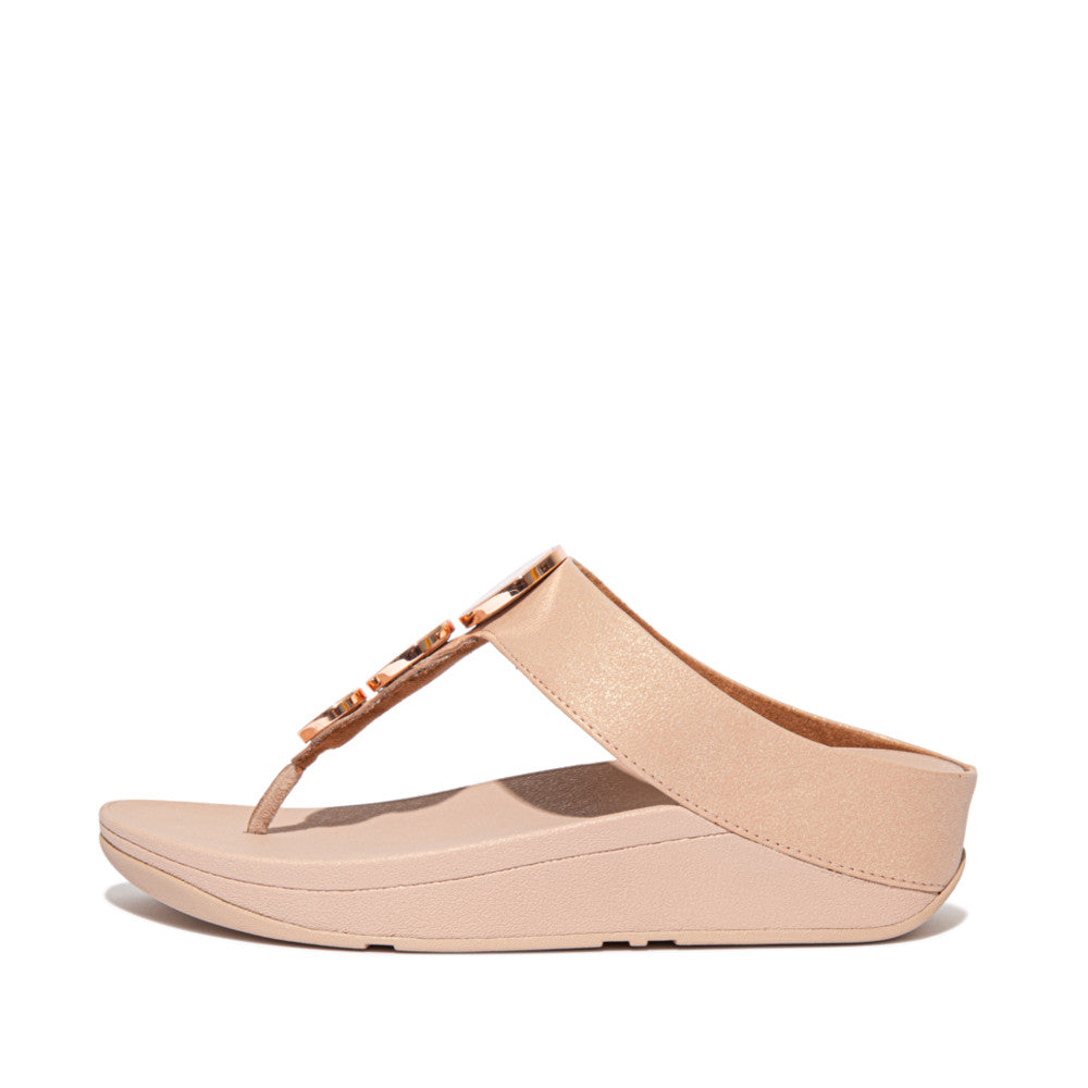 Sandales Fitflop HALO Shimmer Toe-Post Femme Beige | CBO-239581