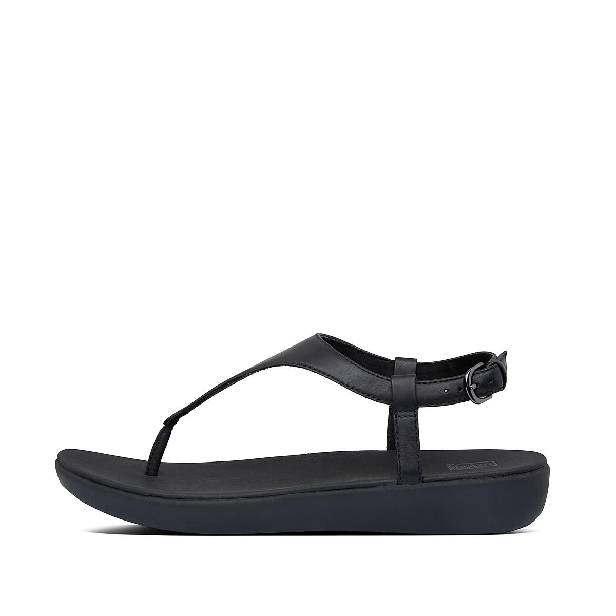 Sandales Fitflop LAINEY Leather Back-Strap Femme Noir | ISK-925714