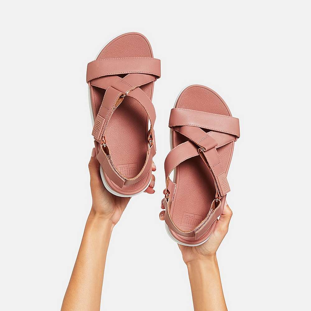 Sandales Fitflop LOOSH Leather Cross-Strap Femme Rose | BSZ-508124