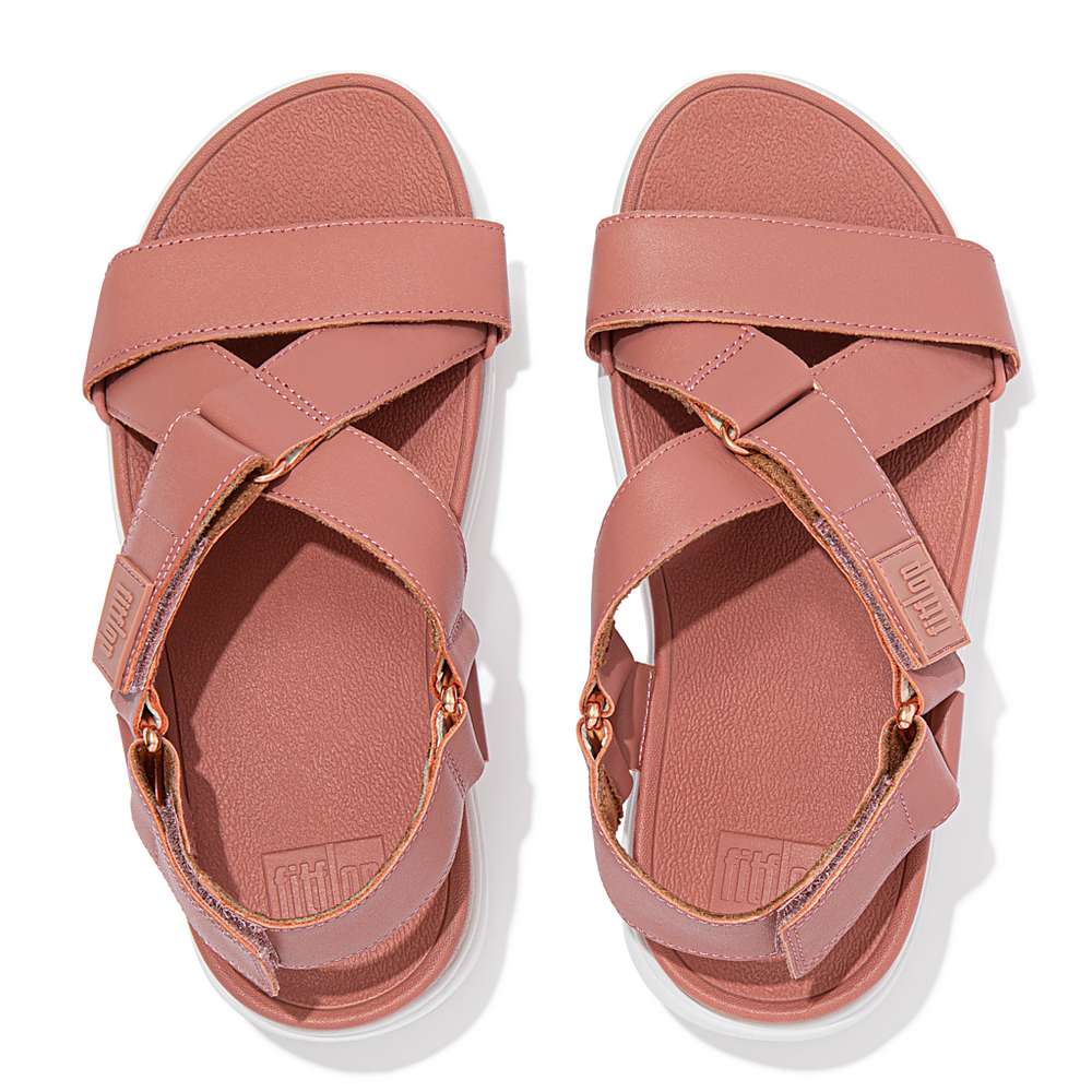 Sandales Fitflop LOOSH Leather Cross-Strap Femme Rose | BSZ-508124