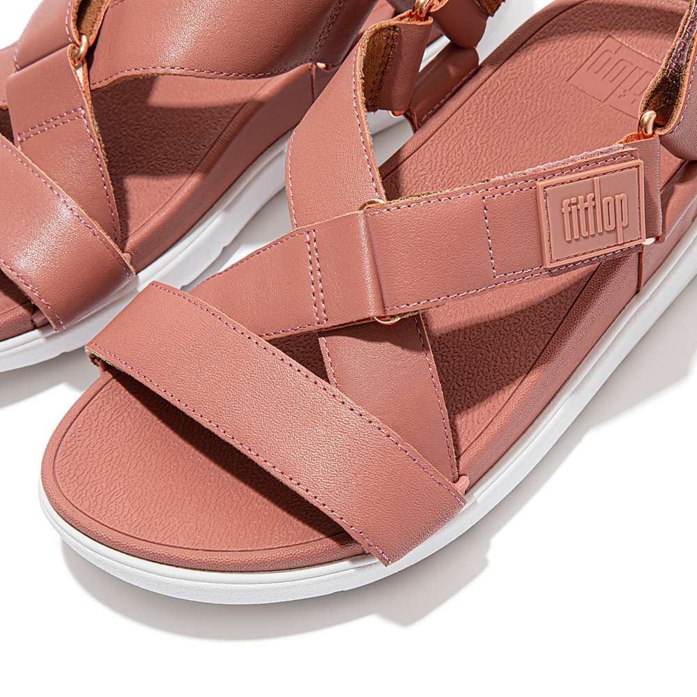 Sandales Fitflop LOOSH Leather Cross-Strap Femme Rose | BSZ-508124