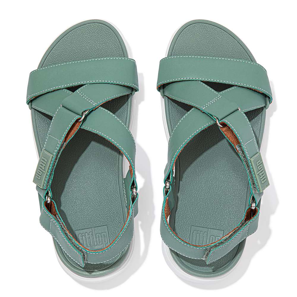 Sandales Fitflop LOOSH Leather Cross-Strap Femme Vert | GJR-354692