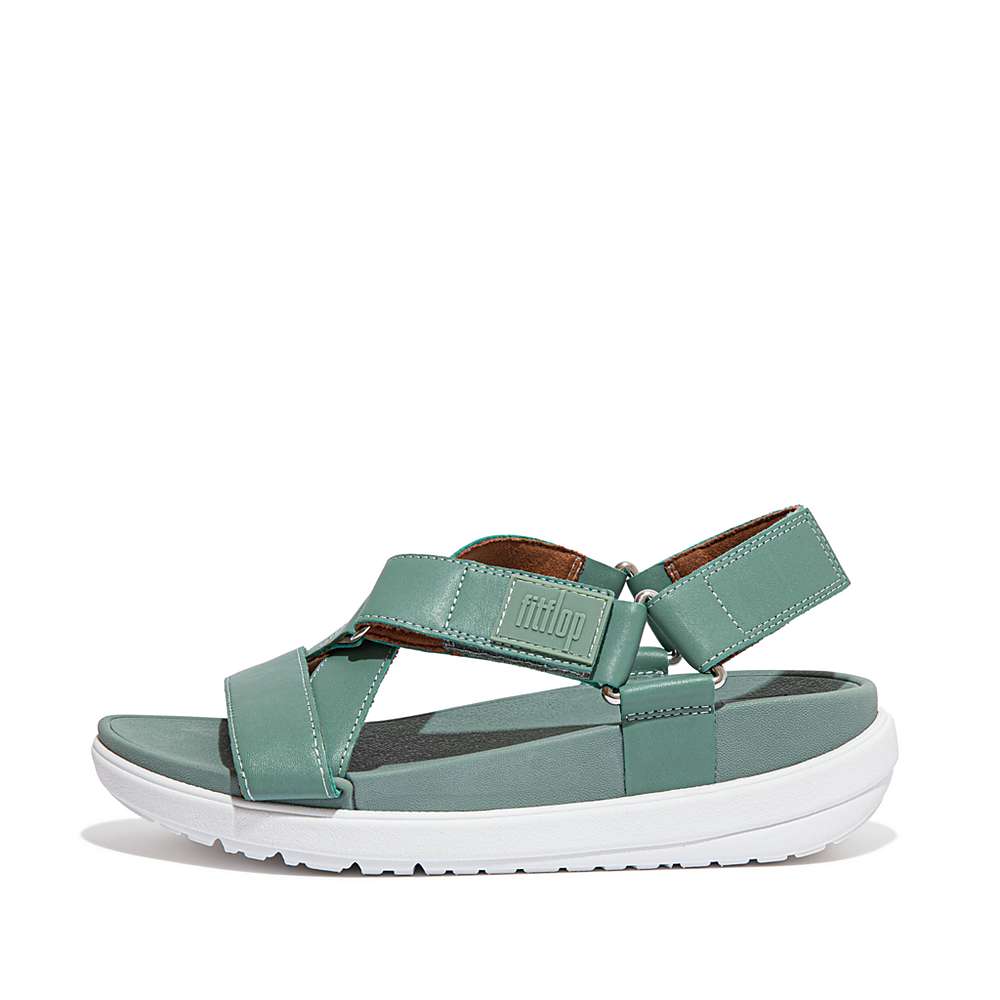 Sandales Fitflop LOOSH Leather Cross-Strap Femme Vert | GJR-354692