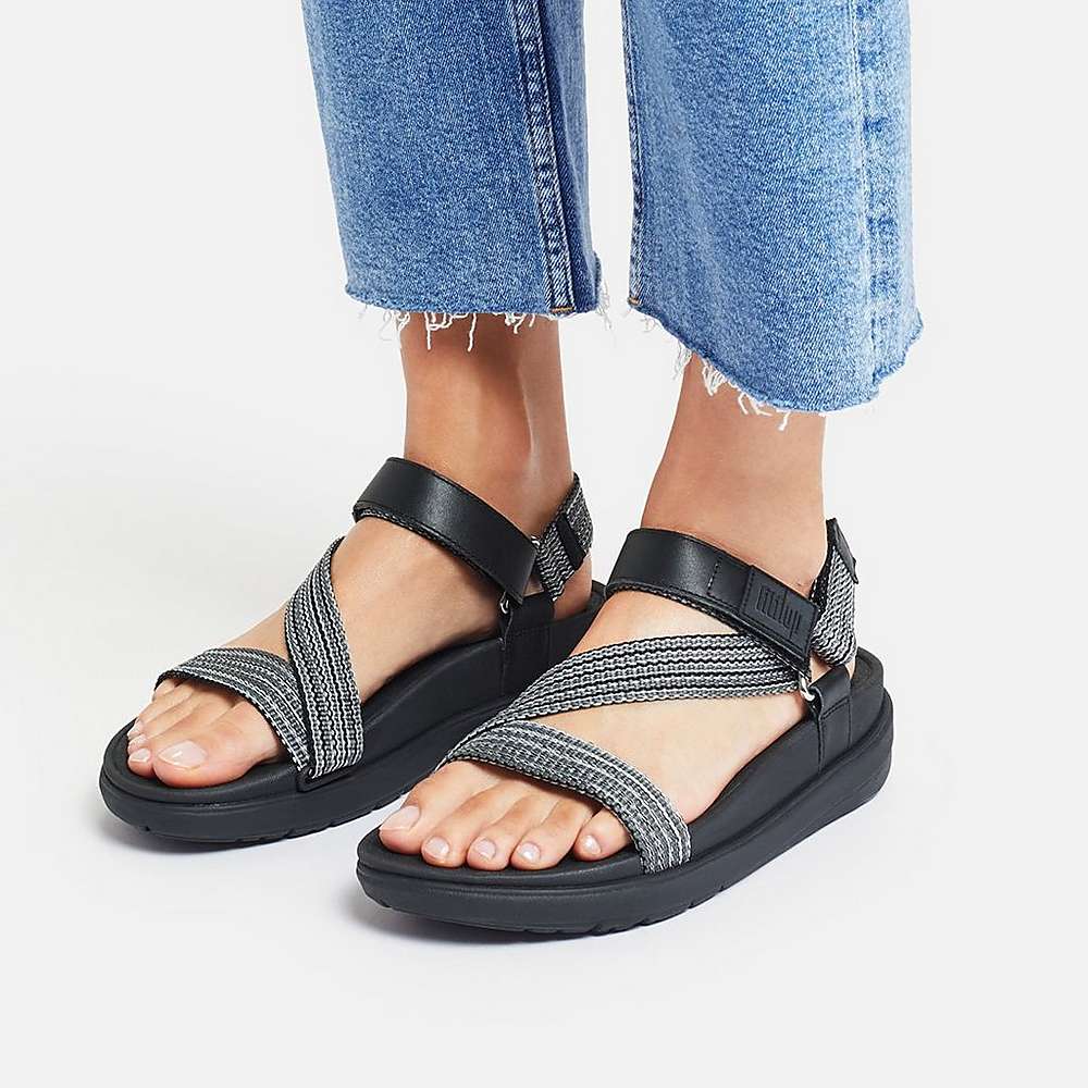 Sandales Fitflop LOOSH Webbing Z-Strap Femme Noir | QRL-245830