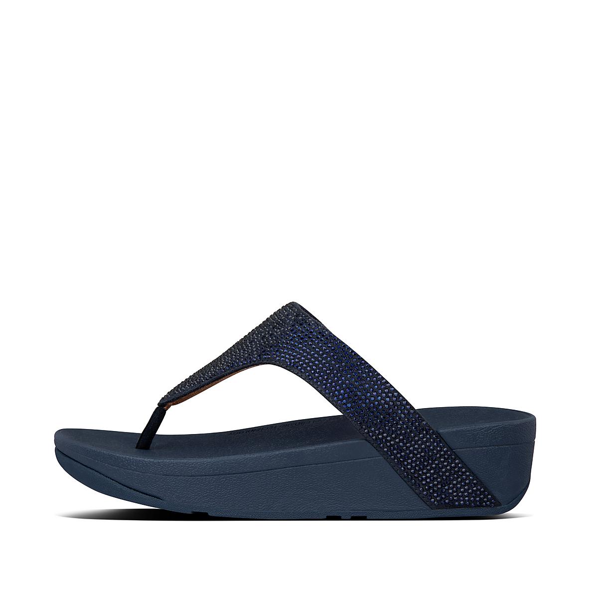 Sandales Fitflop LOTTIE Shimmercrystal Toe-Post Femme Bleu Marine | OHJ-014235