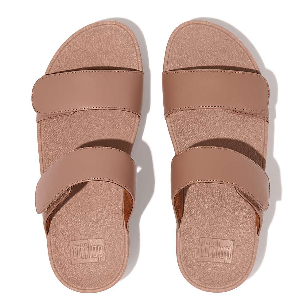 Sandales Fitflop LULU Adjustable Leather Slides Femme Beige | HFX-567098