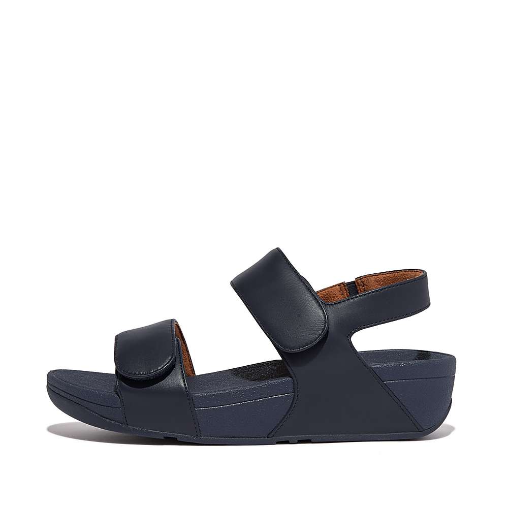 Sandales Fitflop LULU Adjustable Leather Femme Bleu Marine | IVD-514603