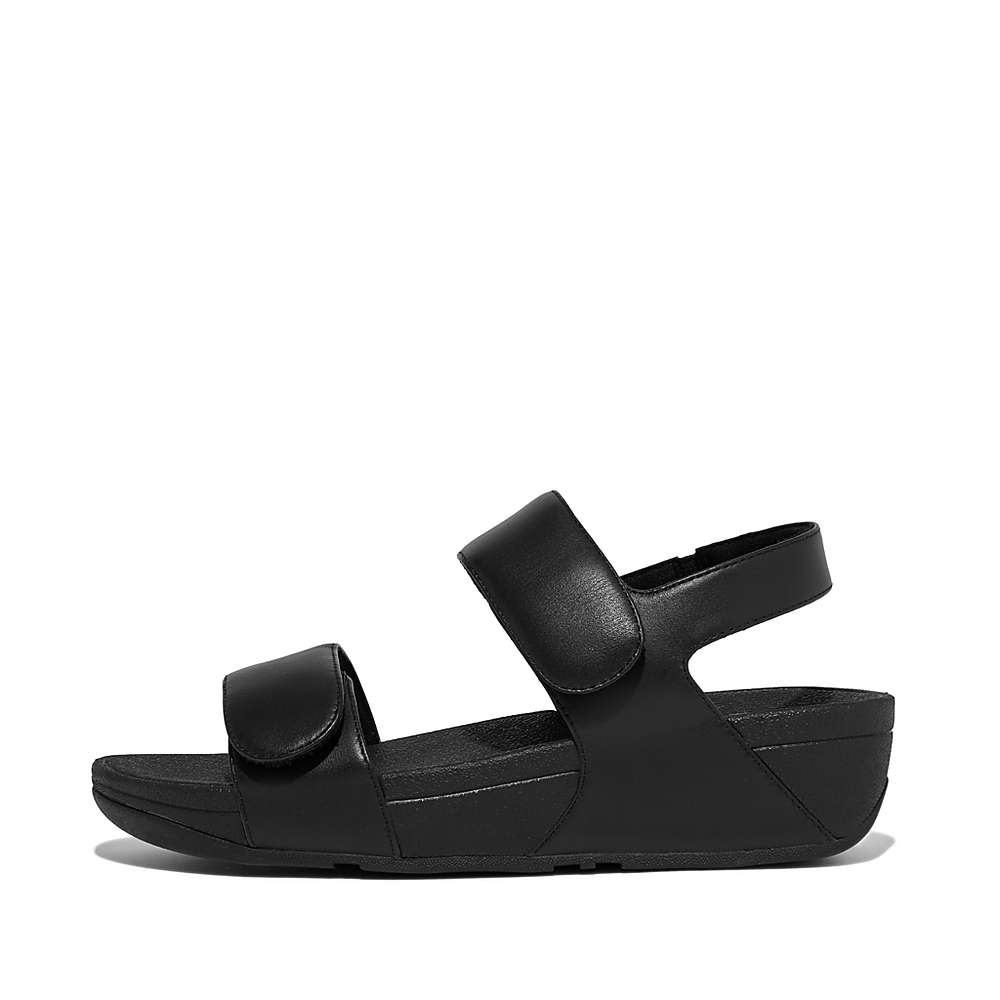 Sandales Fitflop LULU Adjustable Leather Femme Noir | MDU-084693