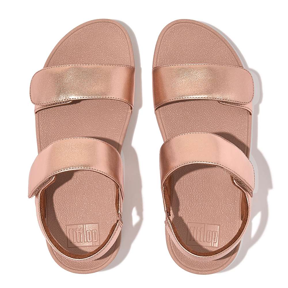 Sandales Fitflop LULU Adjustable Leather Femme Rose Doré | SCF-986234