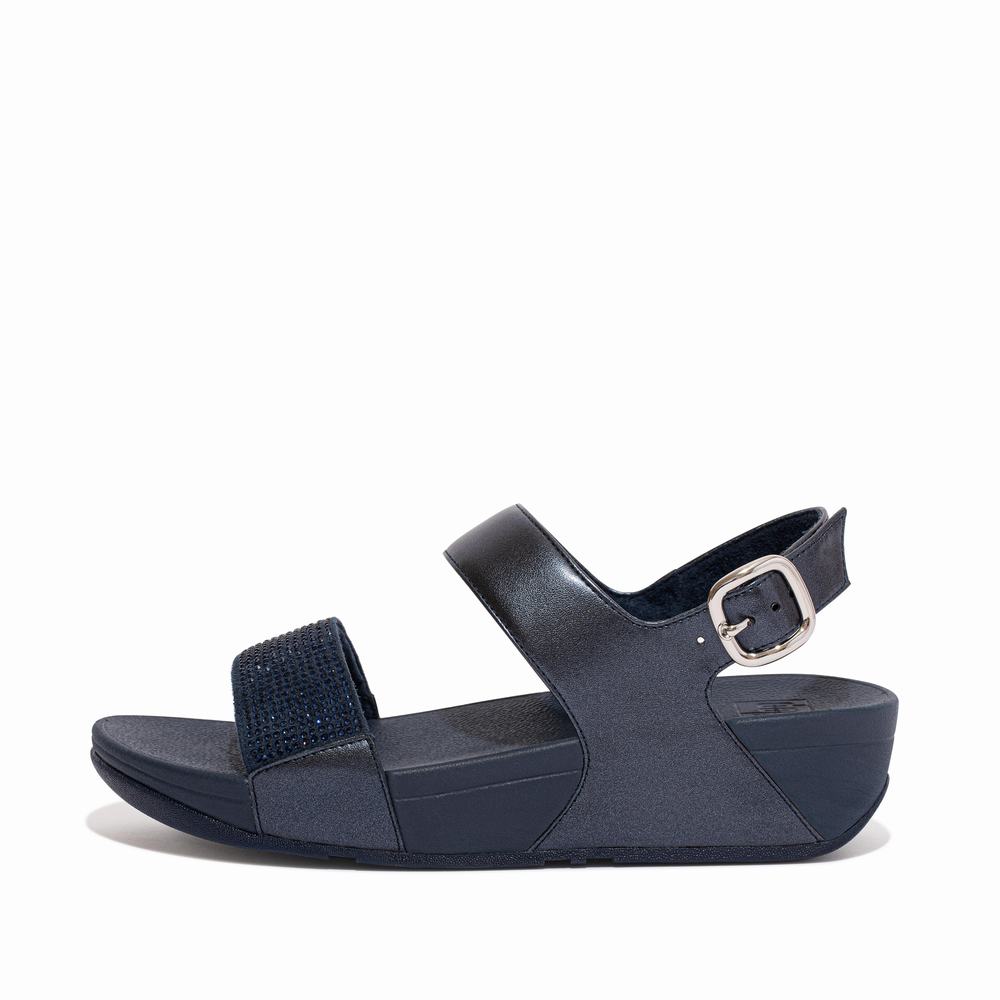 Sandales Fitflop LULU Crystal Back-Strap Femme Bleu Marine | AMK-234580