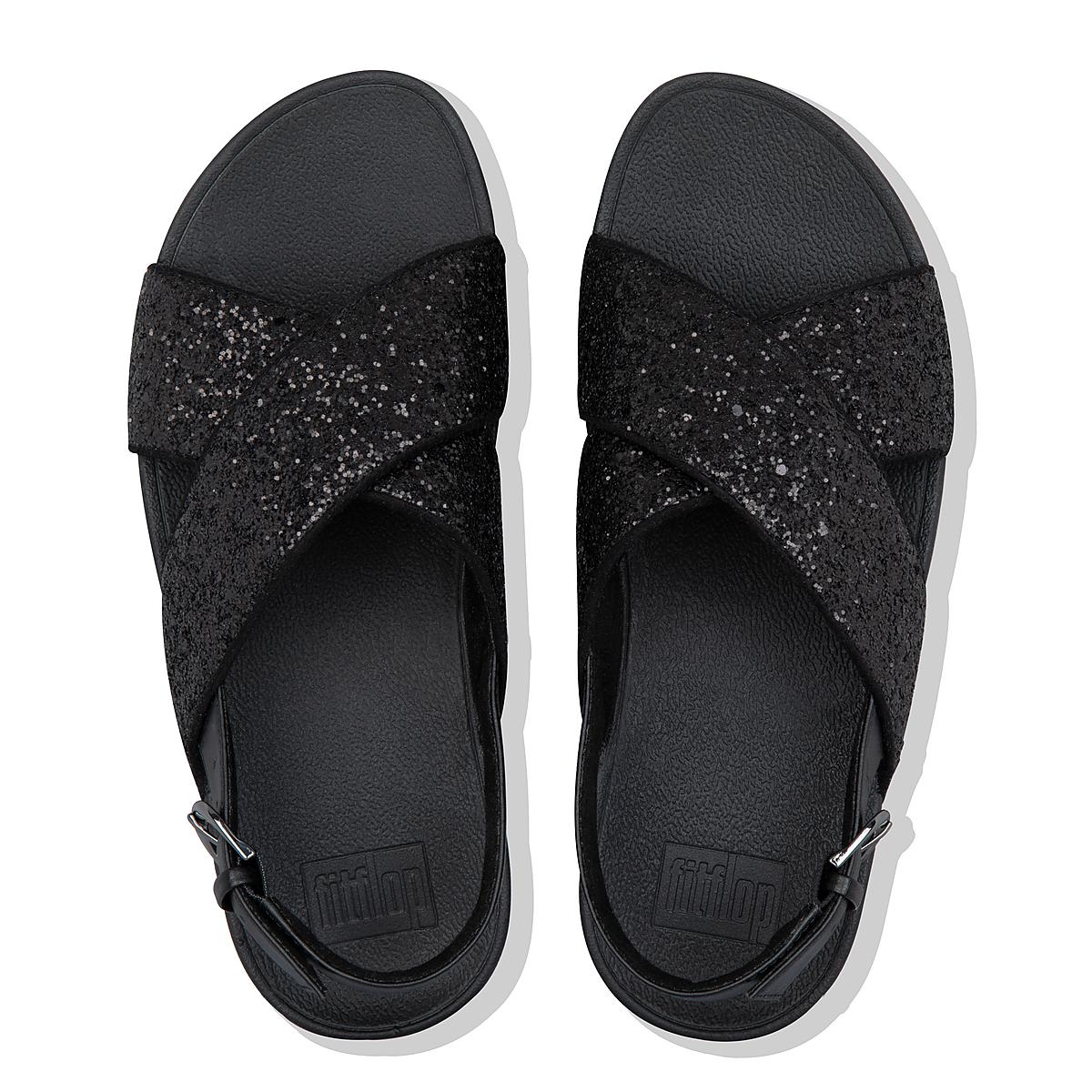 Sandales Fitflop LULU Glitter Back-Strap Femme Noir | HXO-809436