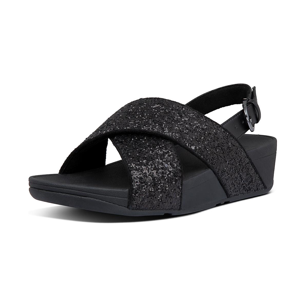 Sandales Fitflop LULU Glitter Back-Strap Femme Noir | HXO-809436