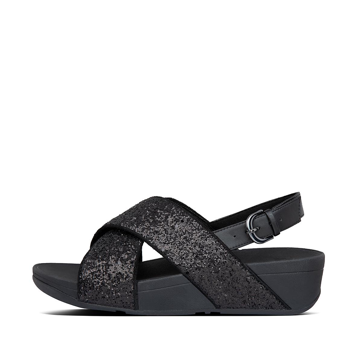 Sandales Fitflop LULU Glitter Back-Strap Femme Noir | HXO-809436