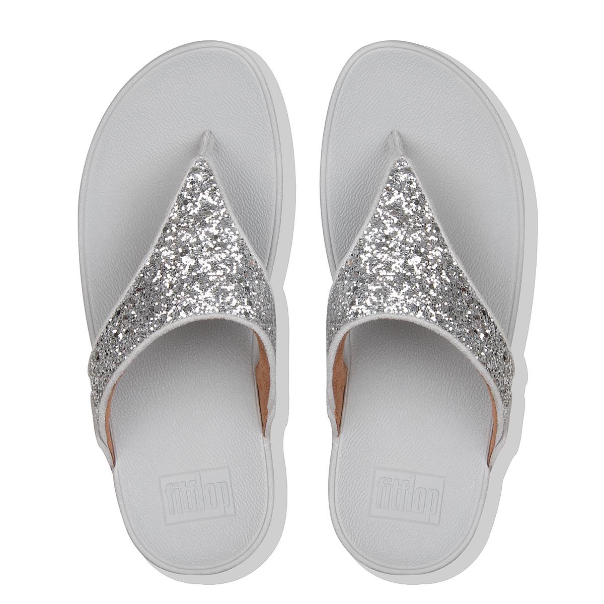 Sandales Fitflop LULU Glitter Toe-Post Femme Argent | OVZ-350478