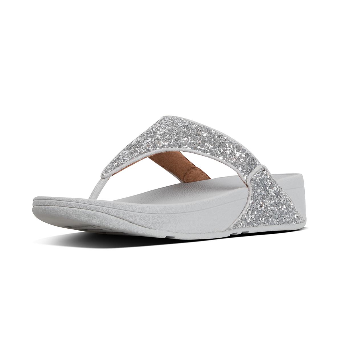 Sandales Fitflop LULU Glitter Toe-Post Femme Argent | OVZ-350478