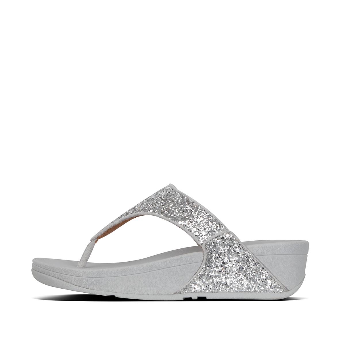 Sandales Fitflop LULU Glitter Toe-Post Femme Argent | OVZ-350478