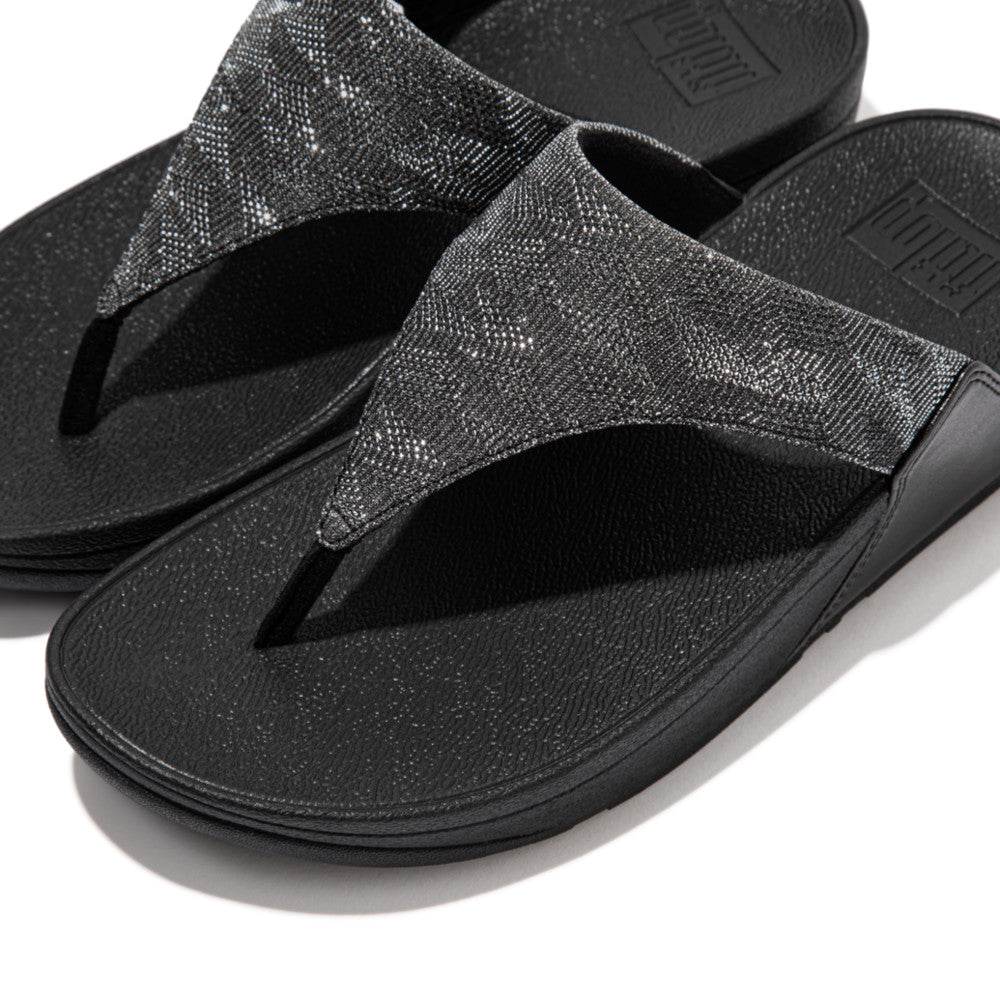 Sandales Fitflop LULU Glitz Toe-Post Femme Noir | PVN-758210