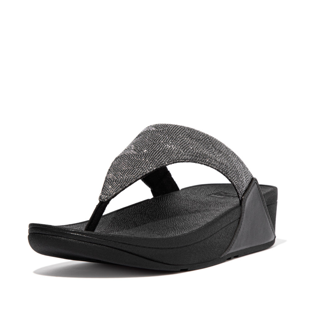 Sandales Fitflop LULU Glitz Toe-Post Femme Noir | PVN-758210