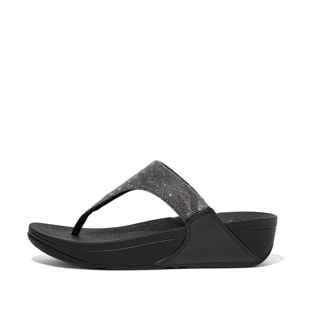 Sandales Fitflop LULU Glitz Toe-Post Femme Noir | PVN-758210