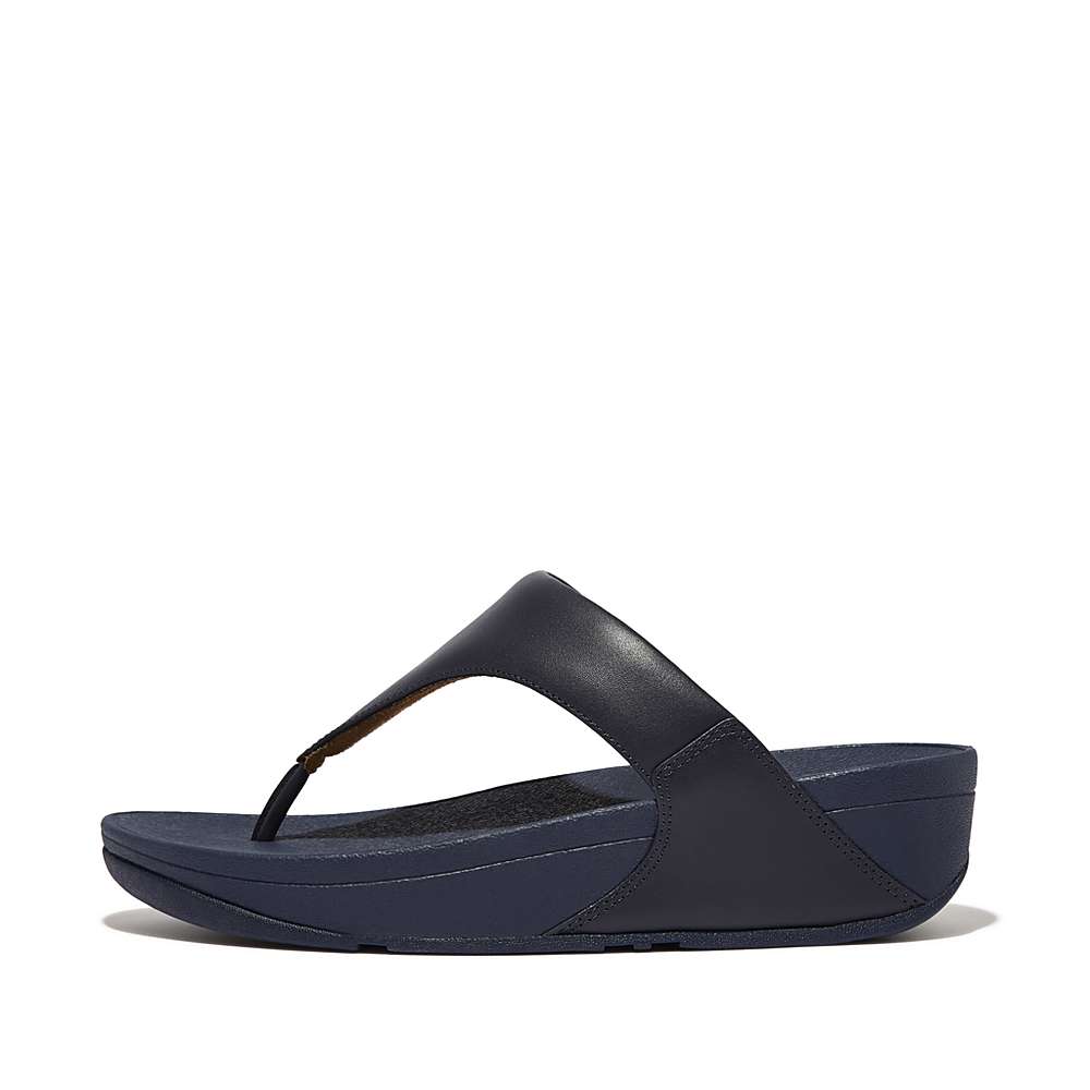 Sandales Fitflop LULU Leather Toe-Post Femme Bleu Foncé | FYN-470986