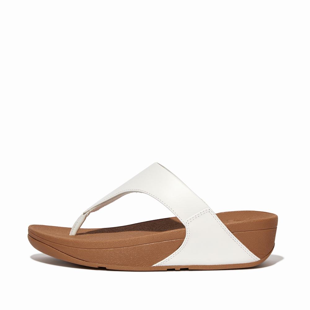 Sandales Fitflop LULU Leather Toe-Post Femme Blanche | LOC-421065