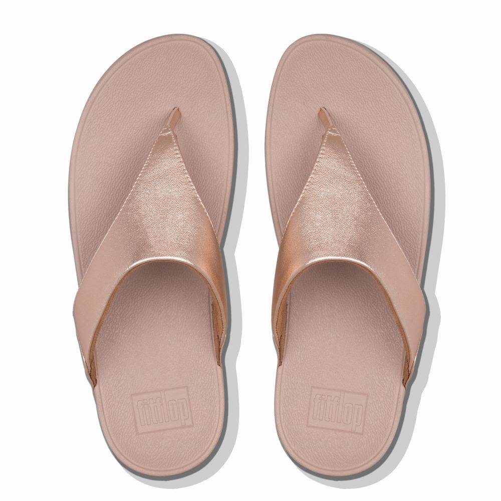 Sandales Fitflop LULU Leather Toe-Post Femme Rose Doré | PKW-149386