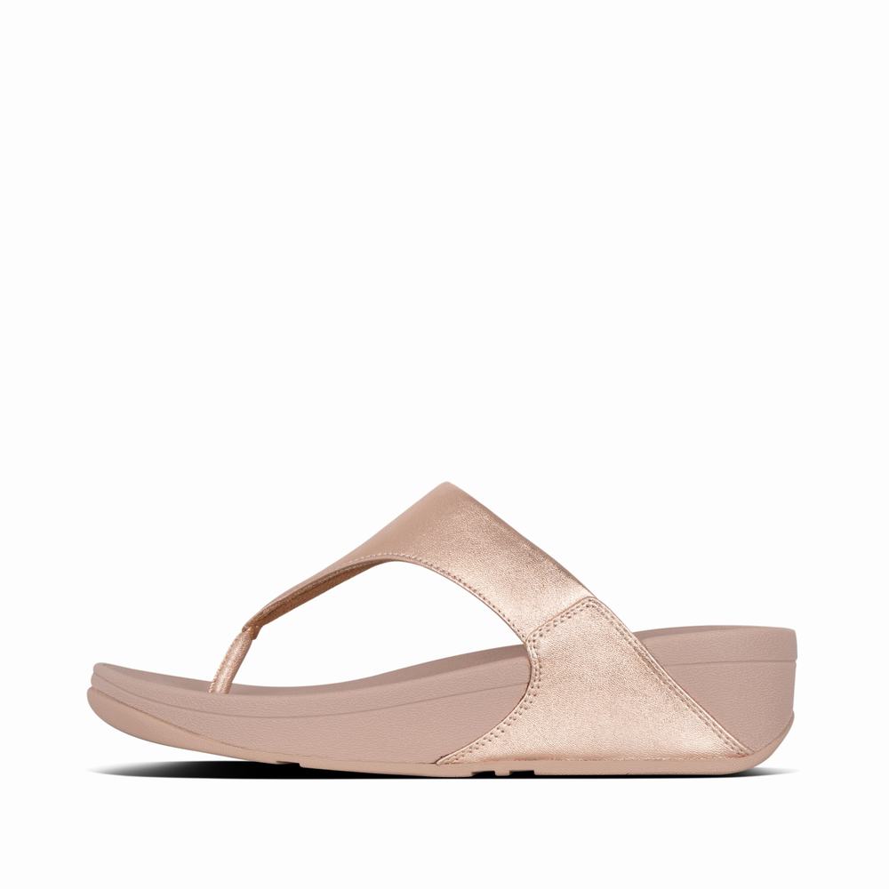 Sandales Fitflop LULU Leather Toe-Post Femme Rose Doré | PKW-149386