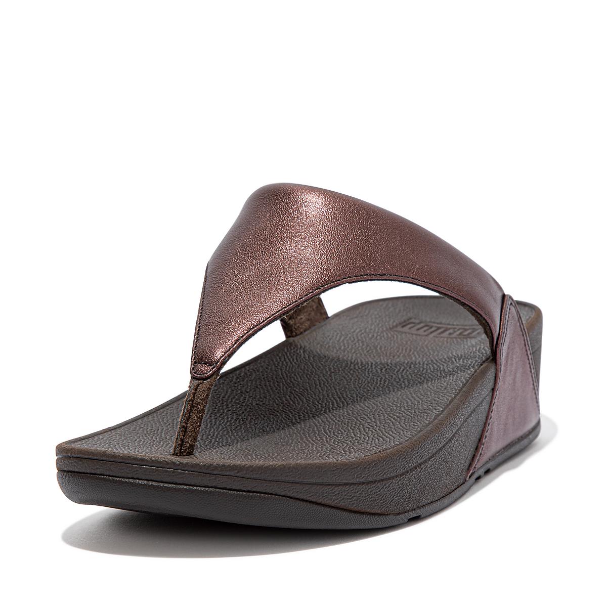 Sandales Fitflop LULU Metallic Leather Femme Chocolat | MZS-306214