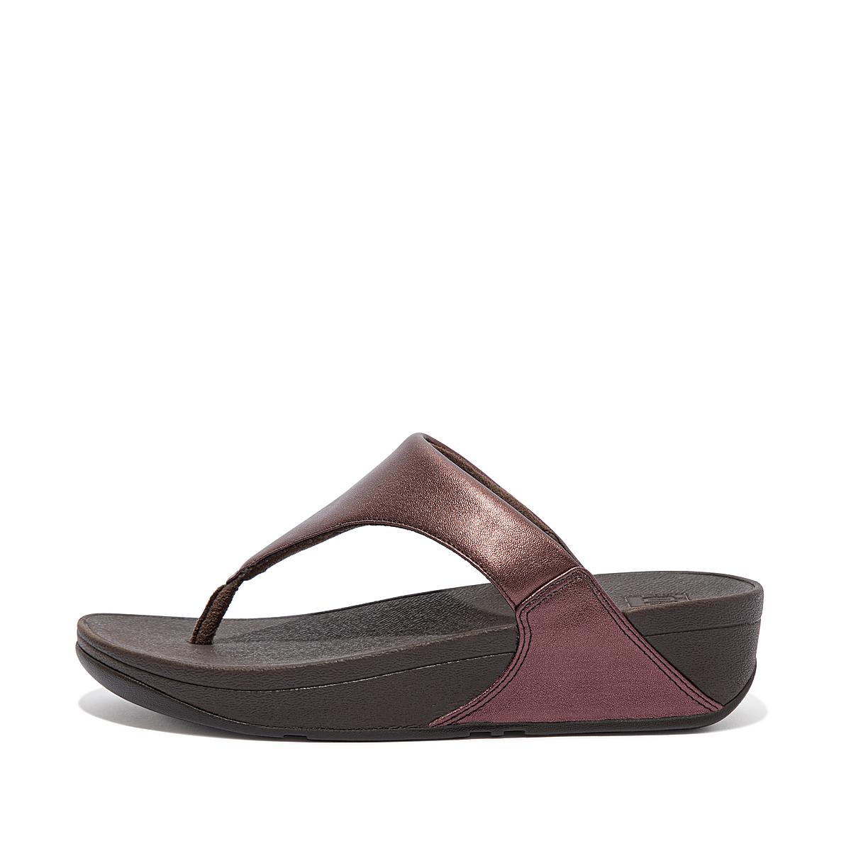 Sandales Fitflop LULU Metallic Leather Femme Chocolat | MZS-306214