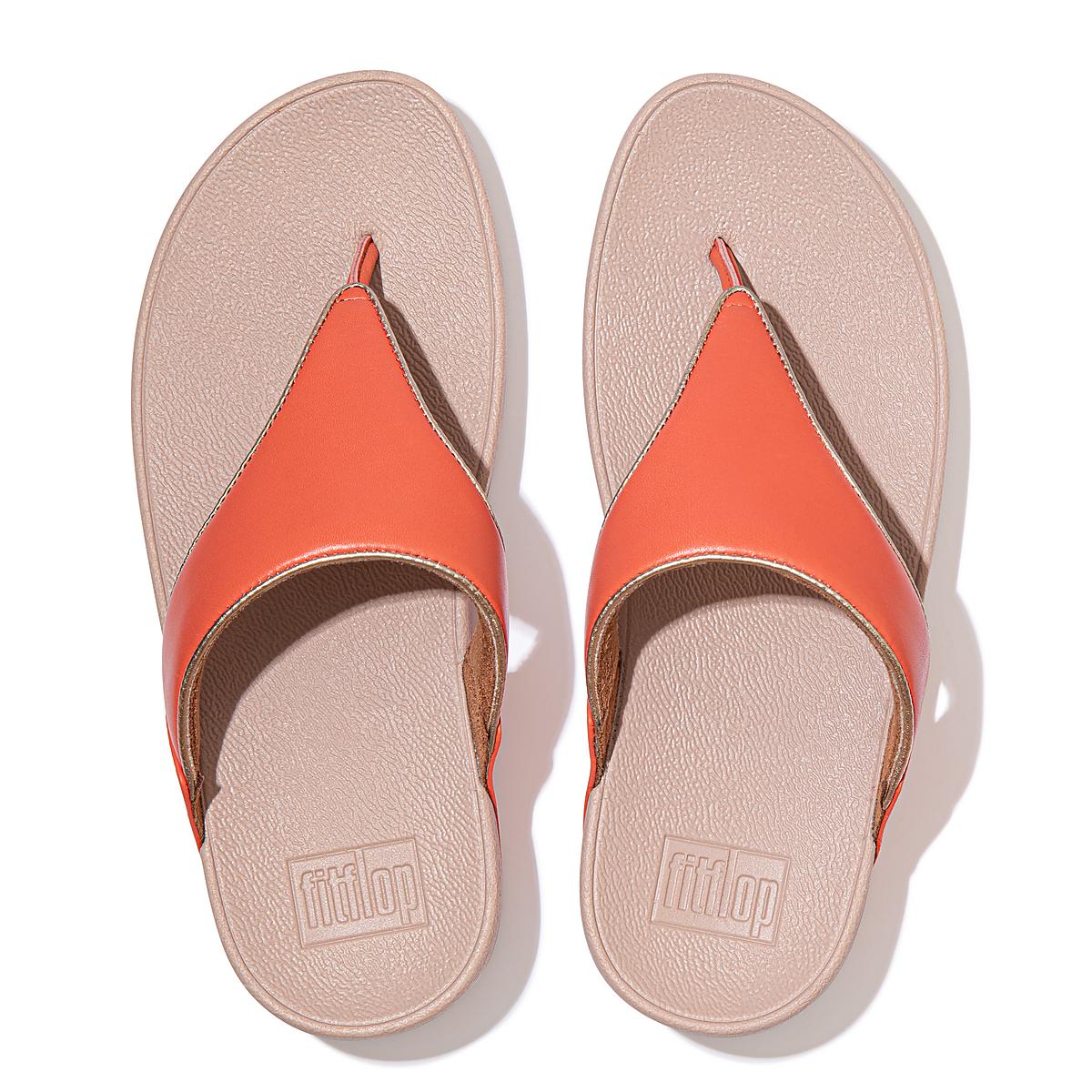 Sandales Fitflop LULU Pop Binding Leather Sandals Femme Corail Rose | HTC-831794