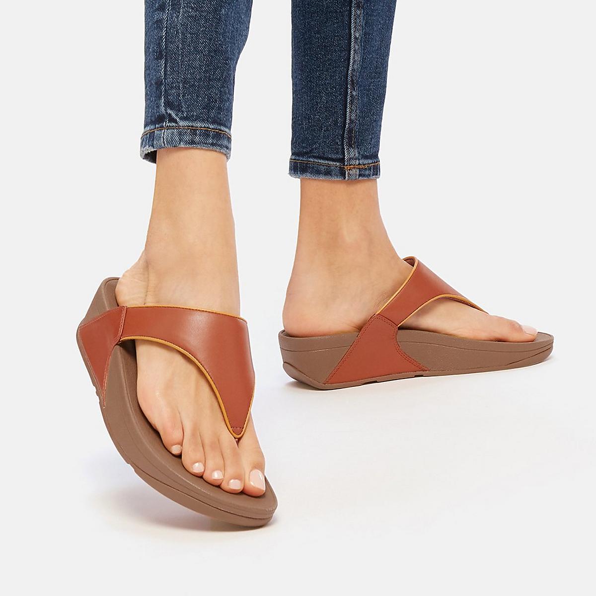 Sandales Fitflop LULU Pop Binding Toe-Post Femme Marron | NLG-724690