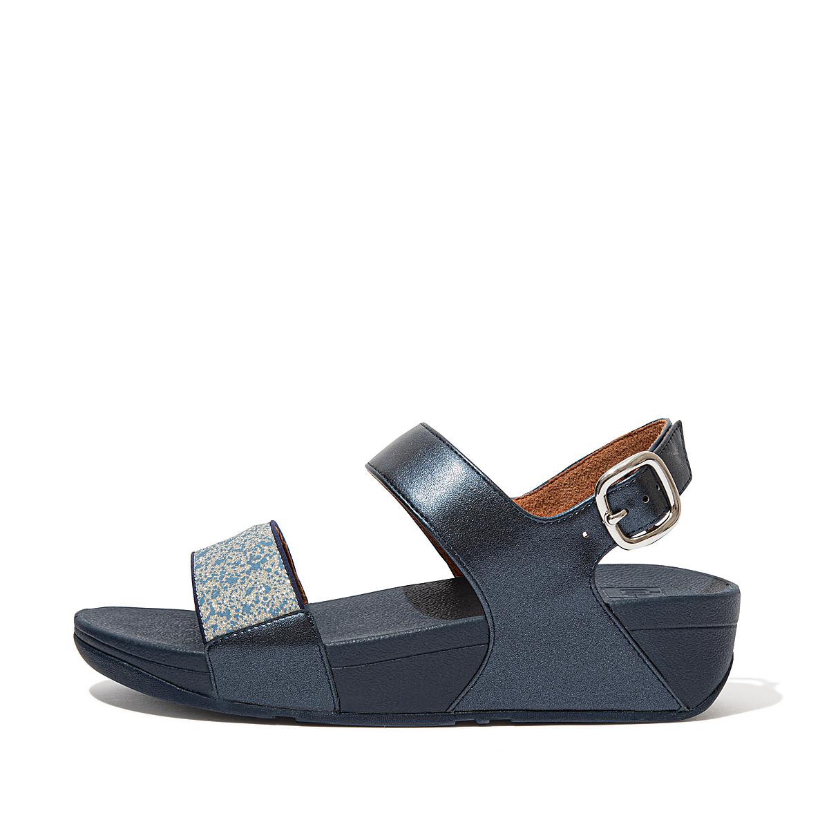 Sandales Fitflop LULU Shimmer Back-Strap Femme Bleu Marine | IYT-401385