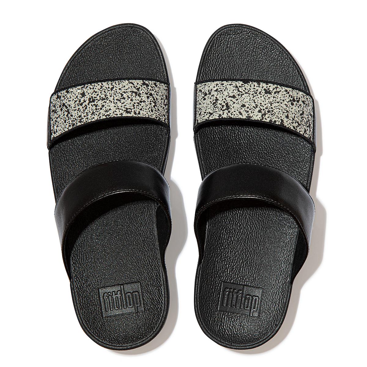 Sandales Fitflop LULU Shimmer Splash Slides Femme Noir | IJU-814397