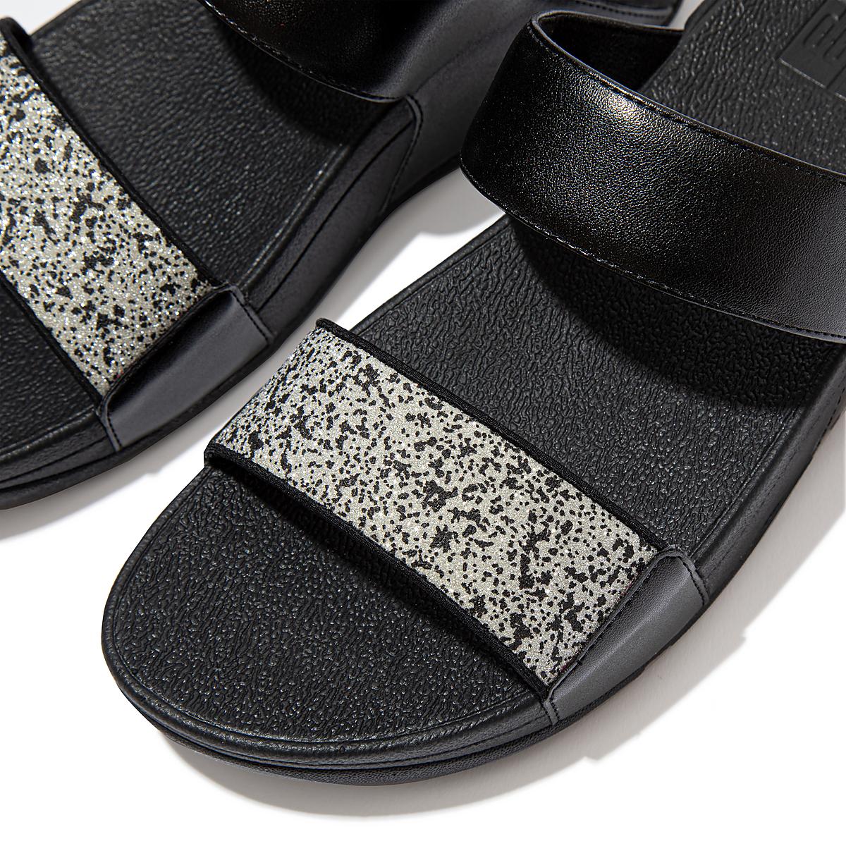 Sandales Fitflop LULU Shimmer Splash Slides Femme Noir | IJU-814397