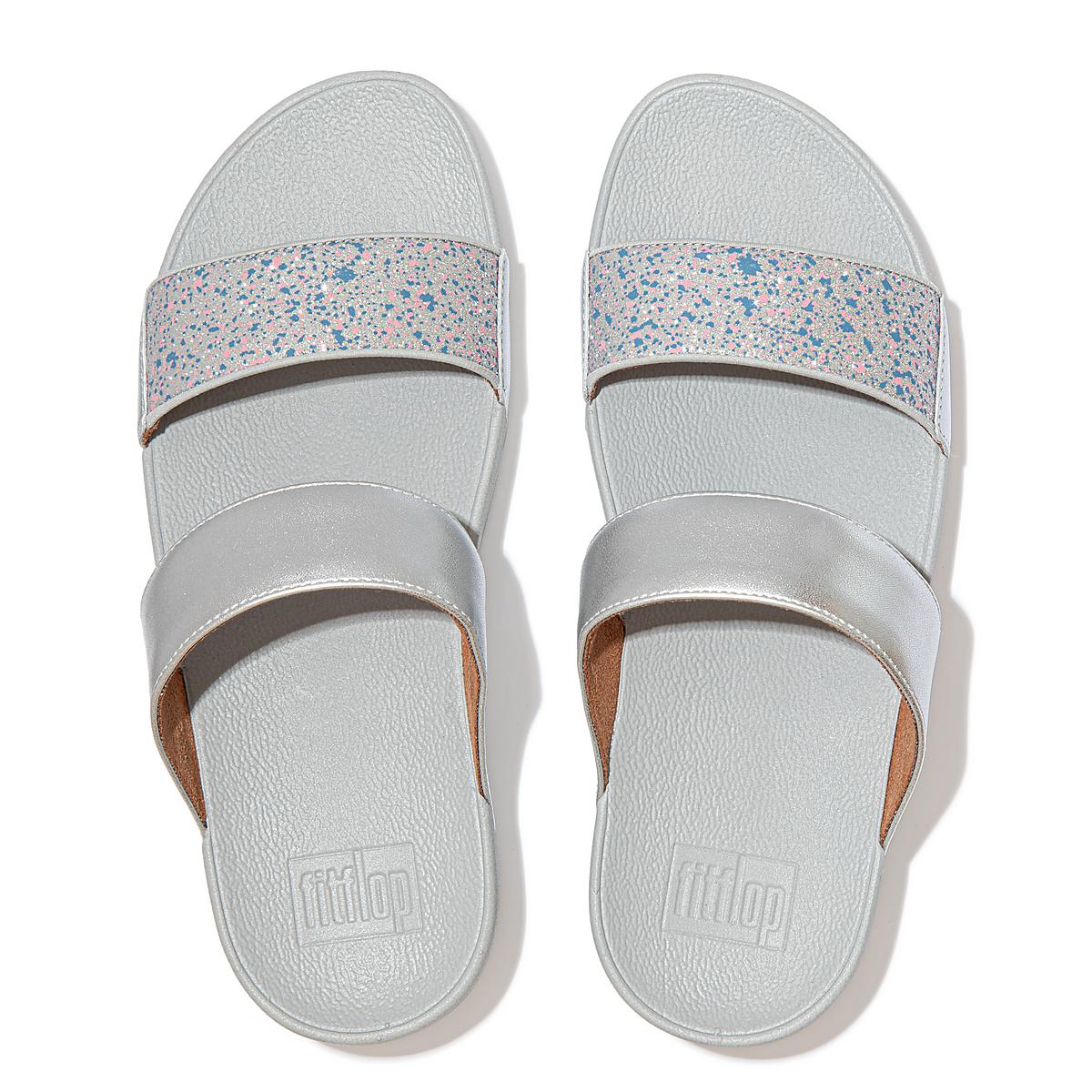 Sandales Fitflop LULU Shimmer Splash Slides Femme Argent | QHW-037256