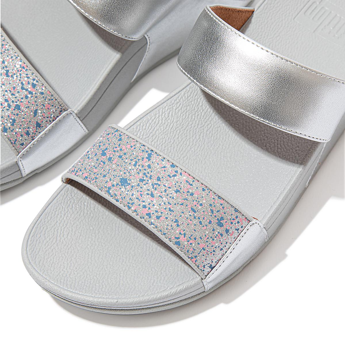 Sandales Fitflop LULU Shimmer Splash Slides Femme Argent | QHW-037256