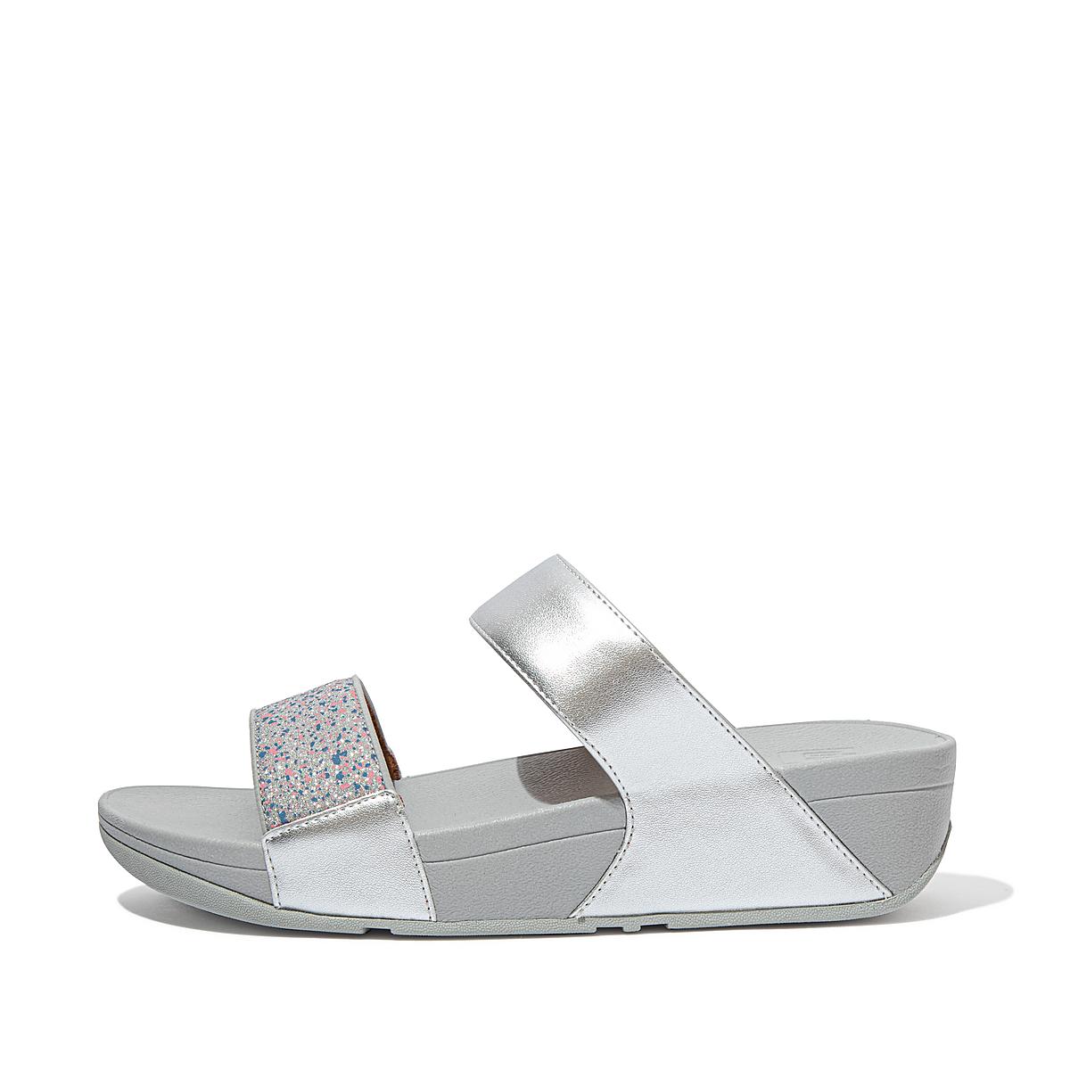 Sandales Fitflop LULU Shimmer Splash Slides Femme Argent | QHW-037256