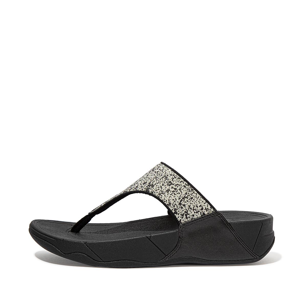 Sandales Fitflop LULU Shimmer Toe-Post Femme Noir | IOD-795642