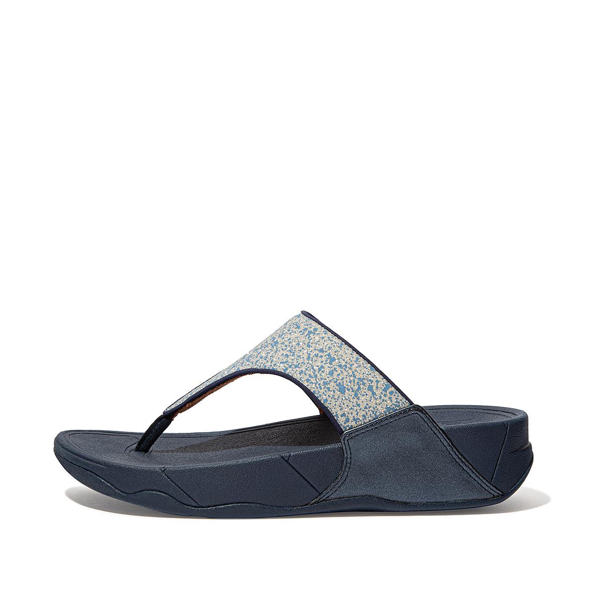 Sandales Fitflop LULU Shimmer Toe-Post Femme Bleu Marine | JOT-037981