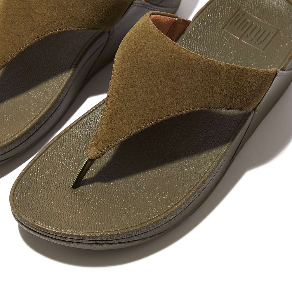 Sandales Fitflop LULU Suede Toe-Post Femme Vert Olive | WPJ-639245