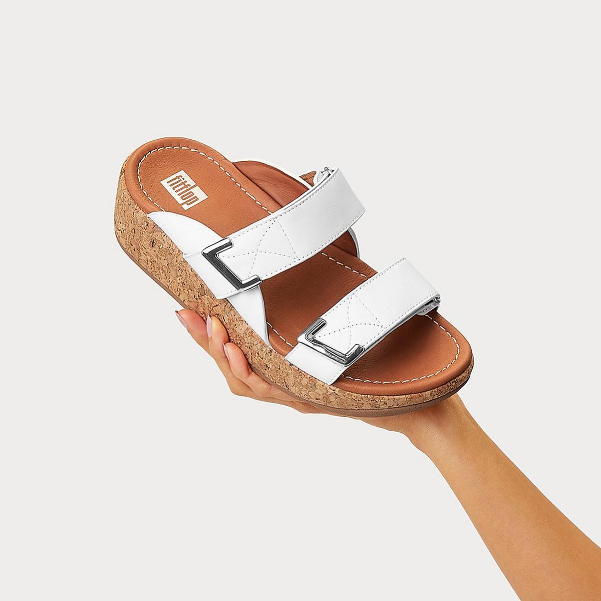 Sandales Fitflop REMI Adjustable Slides Femme Blanche | TAI-392461